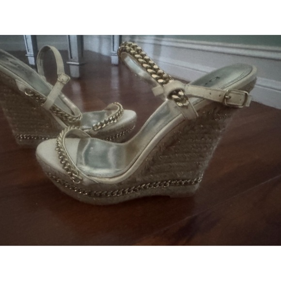 bebe Gold Chain Wedge Sandals - Picture 3 of 7